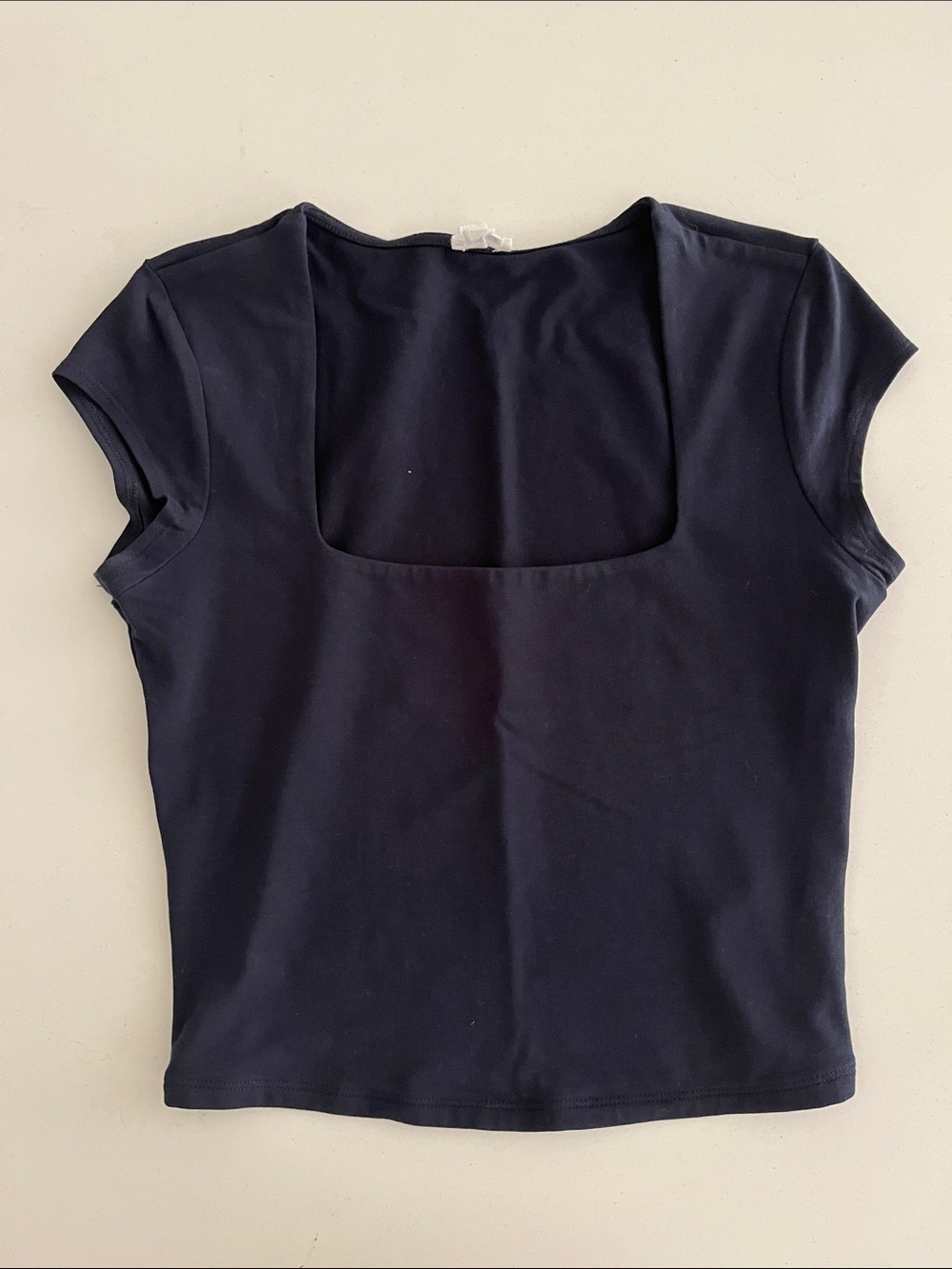 Garage Navy Square-Neck Short Sleeve Top